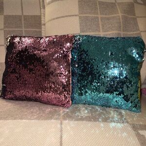 Pink and Blue Sequin Pillows
